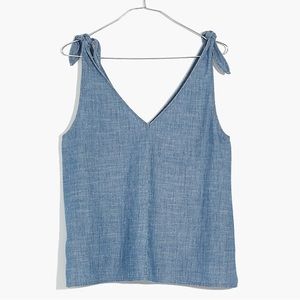 Madewell Tie Strap Chambray Tank Top Size M